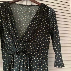 Velvety, polka dot dress - dark teal/black dress